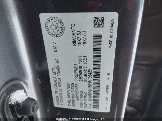 2HKRW2H86HH103420 Honda Cr-v Ex-l