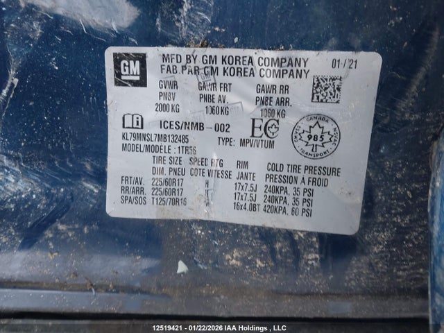 KL79MNSL7MB132485 Chevrolet Trailblazer Ls