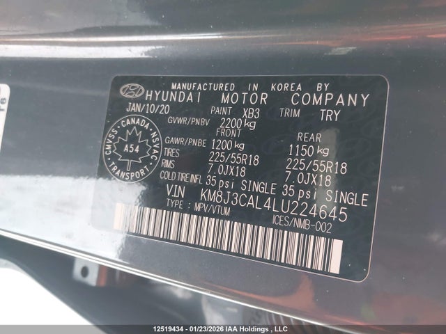 KM8J3CAL4LU224645 Hyundai Tucson Limited/sel/sport/ultimate/value