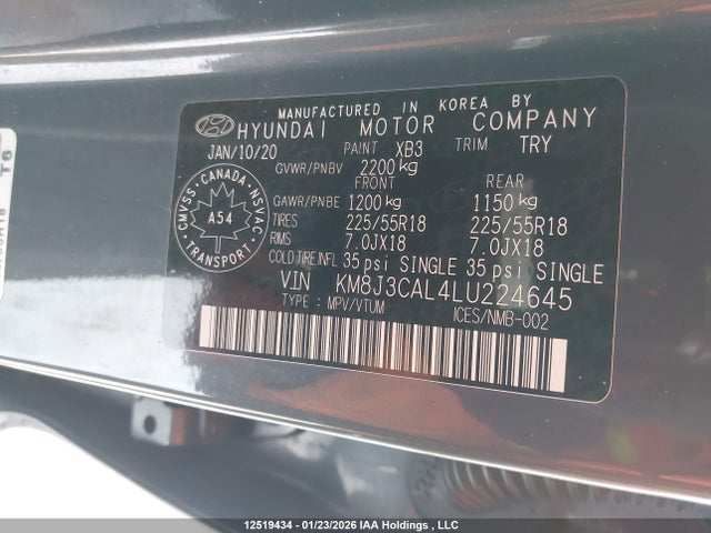 KM8J3CAL4LU224645 Hyundai Tucson Limited/sel/sport/ultimate/value