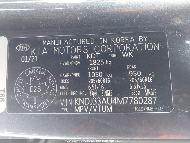 KNDJ33AU4M7780287 KIA Soul Ex/ex Premium/ex+/gt-line Limited