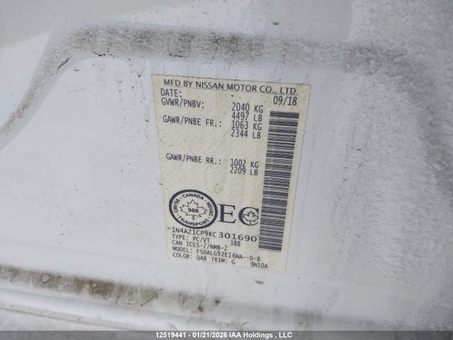 1N4AZ1CP9KC301690 Nissan Leaf S/sl/sv