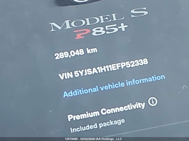 5YJSA1H11EFP52338 Tesla MODEL S