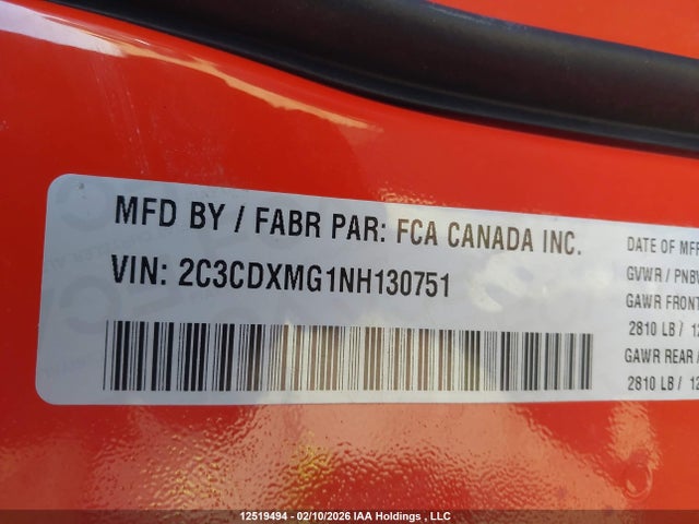 2C3CDXMG1NH130751 Dodge CHARGER GT
