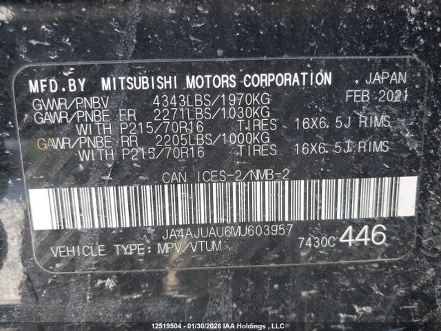 JA4AJUAU6MU603957 Mitsubishi RVR