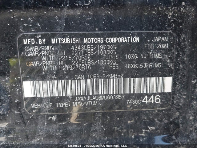JA4AJUAU6MU603957 Mitsubishi RVR