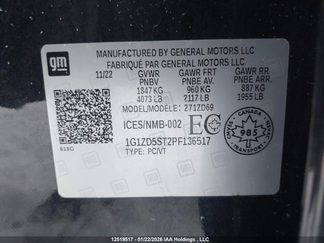 1G1ZD5ST2PF136517 Chevrolet MALIBU LT