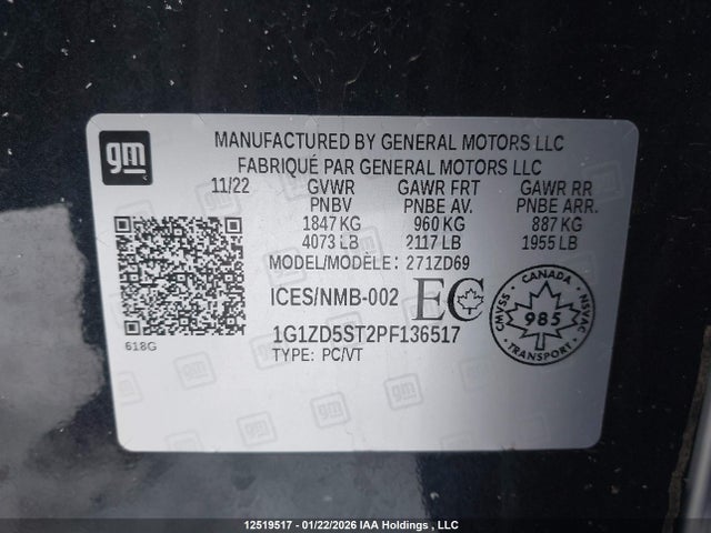 1G1ZD5ST2PF136517 Chevrolet MALIBU LT