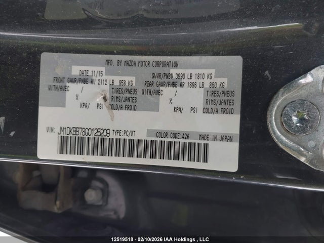 JM1DKBB78G0125209 Mazda CX-3