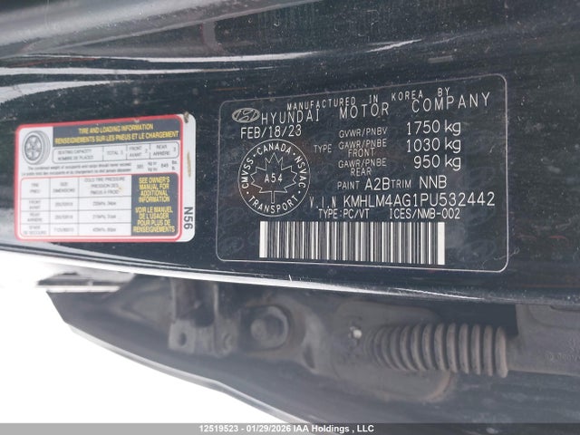 KMHLM4AG1PU532442 Hyundai Elantra Preferred Ivt With Tech Package