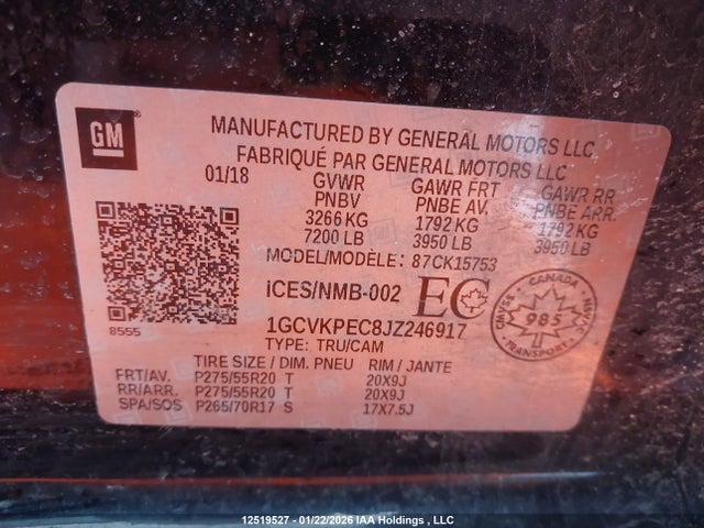 1GCVKPEC8JZ246917 Chevrolet Silverado 1500