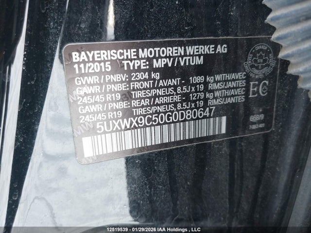 5UXWX9C50G0D80647 BMW X3 Xdrive28i