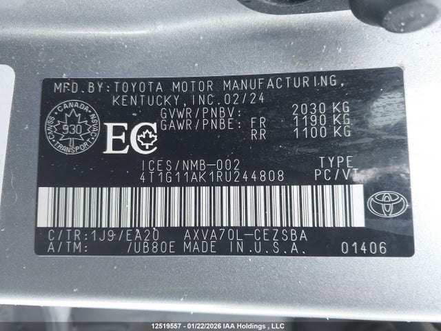 4T1G11AK1RU244808 Toyota Camry Se Night Shade/se