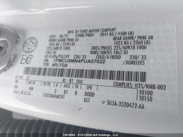 1FMCU9MN4PUA57022 Ford Escape St Line