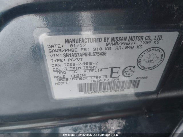 3N1AB7AP6HL675436 Nissan Sentra 1.8 S/1.8 Sl/1.8 Sv