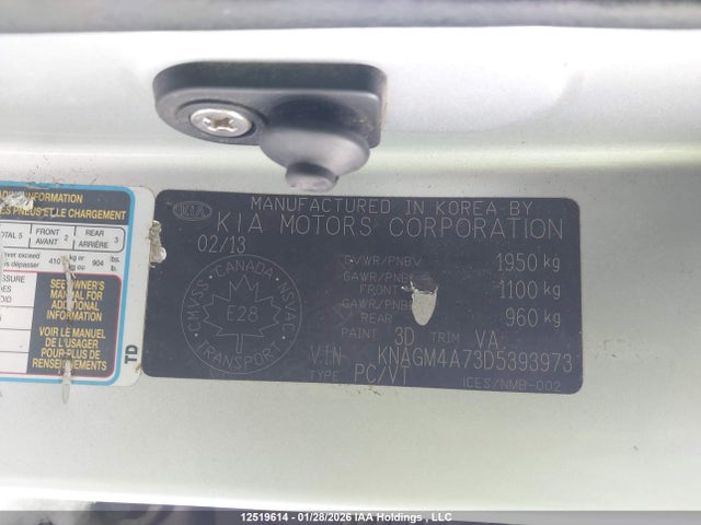 12519614 :رقم المزاد ، KNAGM4A73D5393973 vin ، 2013 Kia Optima Lx/lx+ مزاد بيع