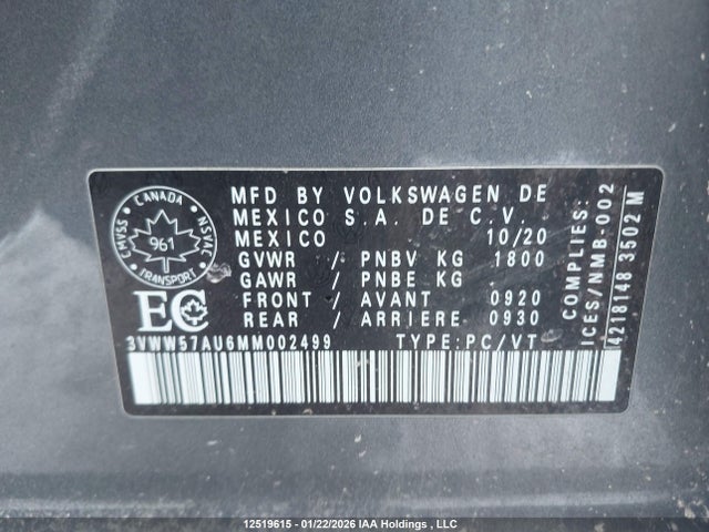 3VWW57AU6MM002499 Volkswagen Golf Comfortline/highline
