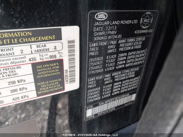 Aukcja sprzedaży 2014 Land Rover Range Rover Sport V8 Supercharged, vin: SALWR2EF3EA339144, numer aukcji: 12519616