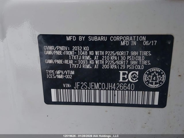 JF2SJEMC0JH426640 Subaru Forester 2.5i Touring