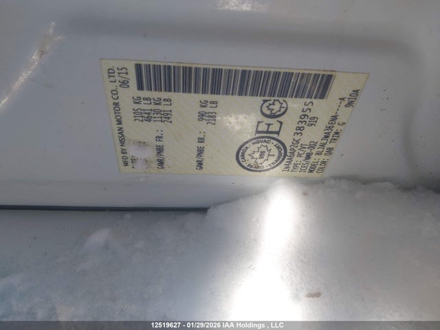 12519627 :رقم المزاد ، 1N4AA6AP2GC383955 vin ، 2016 Nissan Maxima 3.5s/sv/sl/sr/plat مزاد بيع