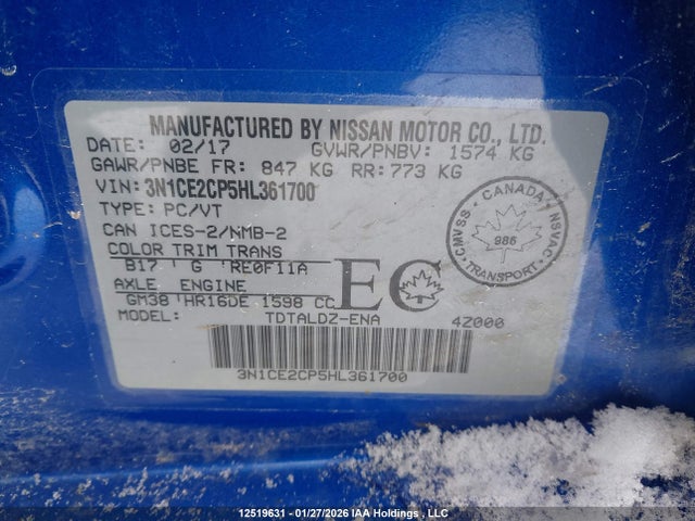 Nissan Versa 2017 3N1CE2CP5HL361700 Image 9
