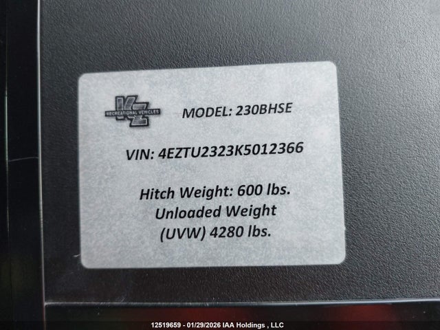 4EZTU2323K5012366 Kz Inc. Sportsman