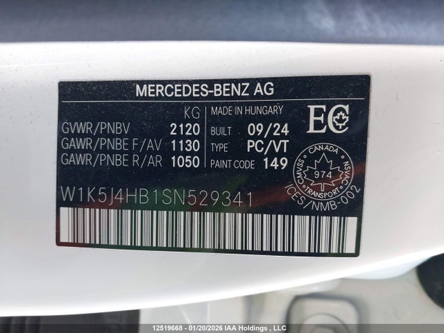 W1K5J4HB1SN529341 Mercedes-Benz CLA 250 4MATIC