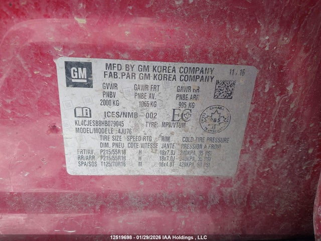 KL4CJESB8HB079045 Buick Encore