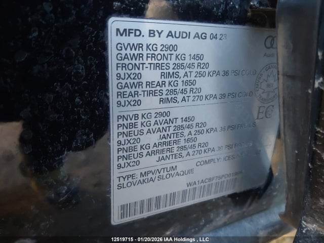 Продаж на аукціоні авто 2023 Audi Q7 Premium, vin: WA1ACBF75PD019863, номер лоту: 12519715