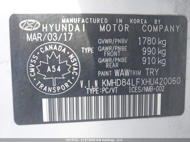 KMHD84LFXHU420060 Hyundai Elantra Se/value/limited