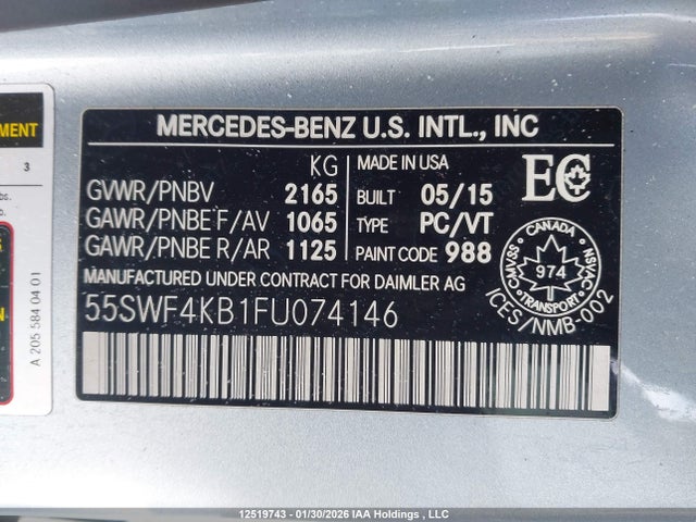55SWF4KB1FU074146 Mercedes-Benz C 300 4matic