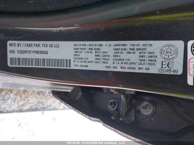 1C6SRFVT1PN599550 RAM 1500 Sport