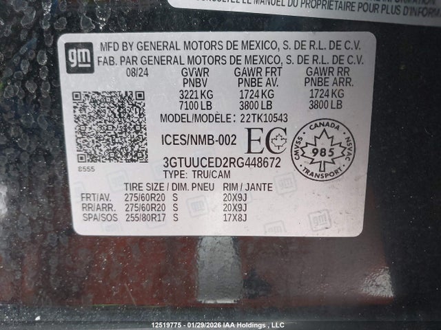3GTUUCED2RG448672 GMC Sierra 1500 Elevation
