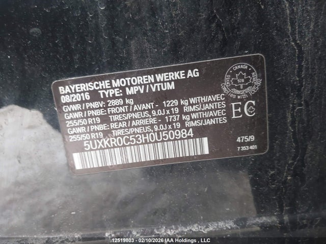5UXKR0C53H0U50984 BMW X5 Xdrive35i