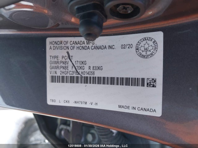 Aukcja sprzedaży 2020 Honda Civic Sport, vin: 2HGFC2F82LH014056, numer aukcji: 12519808