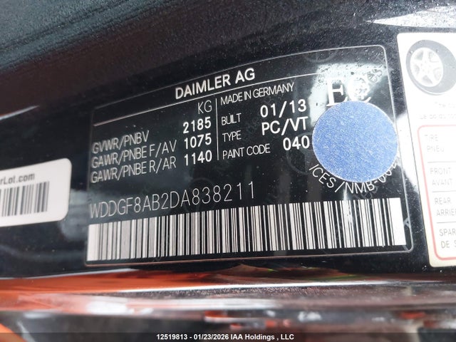12519813 :رقم المزاد ، WDDGF8AB2DA838211 vin ، 2013 Mercedes-benz C 300 4matic مزاد بيع