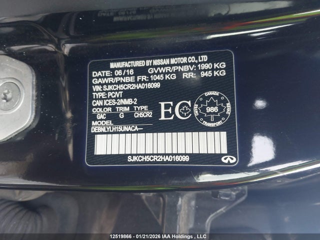 SJKCH5CR2HA016099 Infiniti QX30