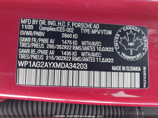 WP1AG2AYXMDA34203 Porsche Cayenne Gts