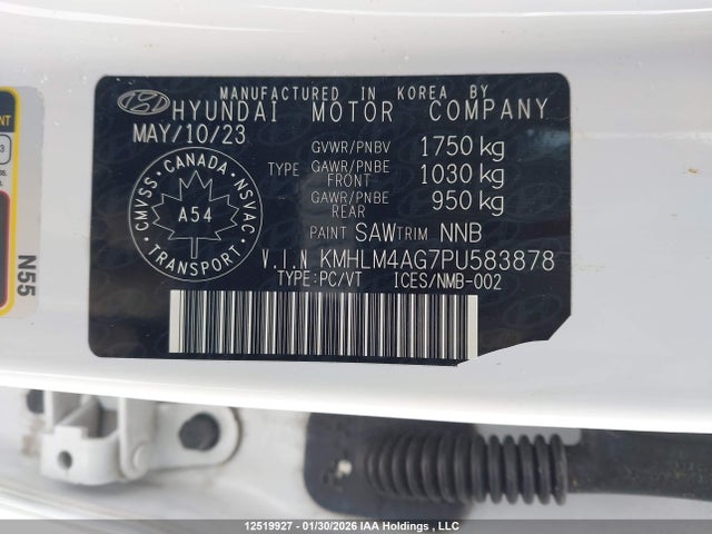 KMHLM4AG7PU583878 Hyundai Elantra