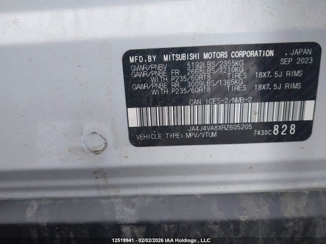 JA4J4VA8XRZ605205 Mitsubishi Outlander Le/se/sel