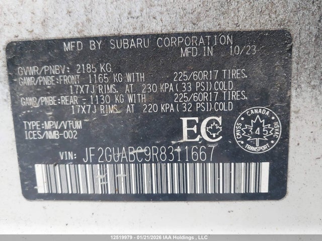 JF2GUABC9R8311667 Subaru Crosstrek Convenience