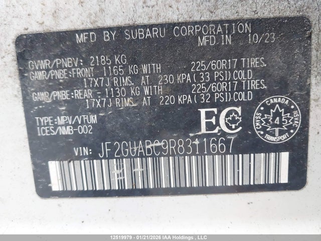 JF2GUABC9R8311667 Subaru Crosstrek Convenience