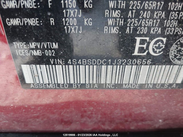 Subaru Outback 2.5i Premium 2018 4S4BSDDC1J3230656 Image 19