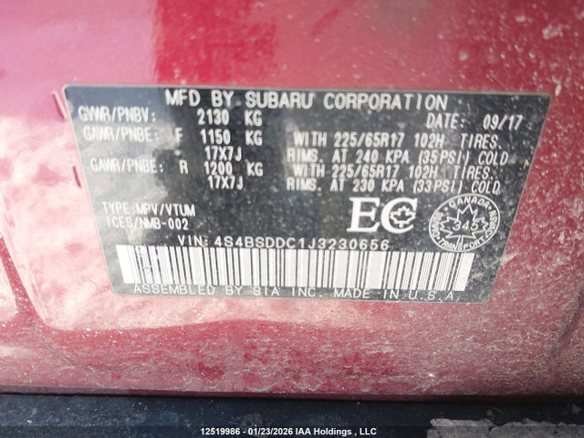 Subaru Outback 2.5i Premium 2018 4S4BSDDC1J3230656 Image 9