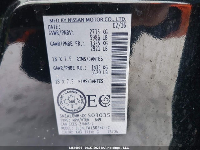 5N1AL0MM5GC503035 Infiniti QX60