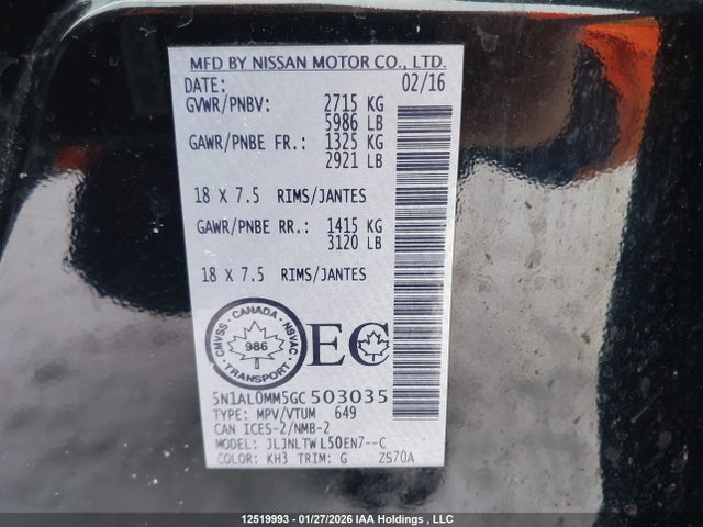 5N1AL0MM5GC503035 Infiniti QX60