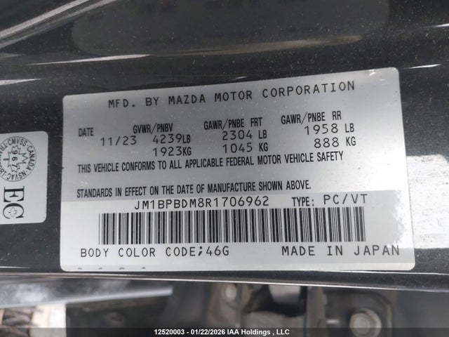 Aukcja sprzedaży 2024 Mazda 3 Gt, vin: JM1BPBDM8R1706962, numer aukcji: 12520003