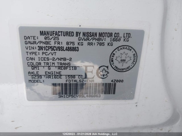 3N1CP5CV9SL486863 Nissan Kicks Play Sv