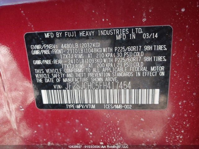 JF2SJCHC5FH417454 Subaru Forester 2.5i Touring Package