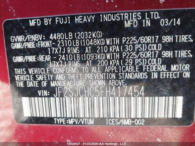 JF2SJCHC5FH417454 Subaru Forester 2.5i Touring Package
